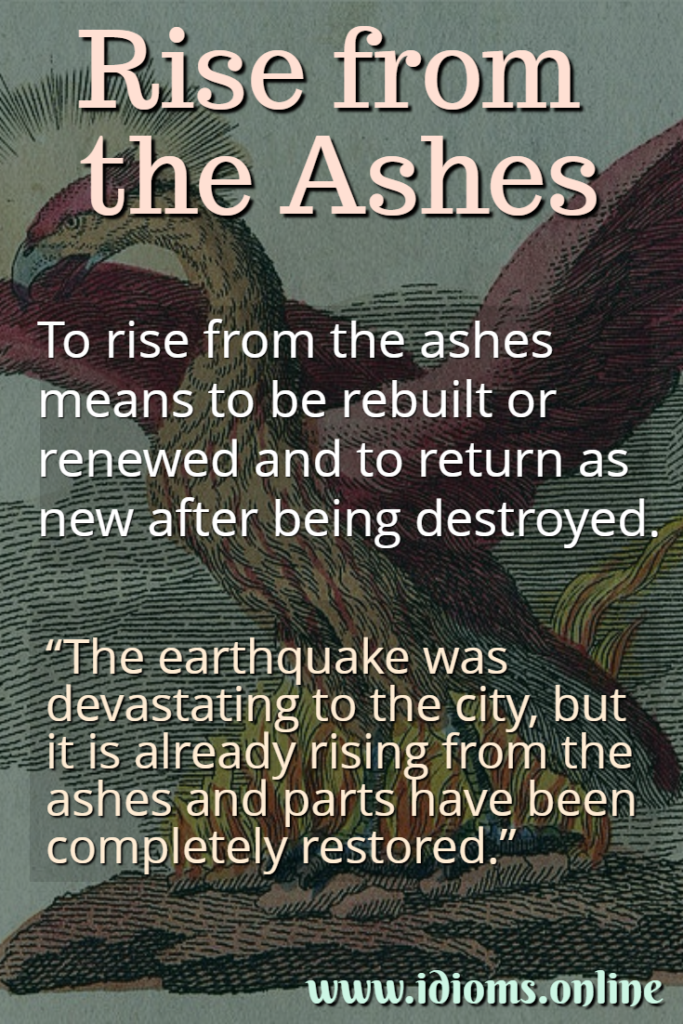 What does the saying rise from the ashes mean?